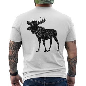 Distressed Moose Gear Vintage Silhouette Weathered Men's T-shirt Back Print - Monsterry