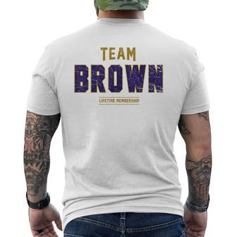 Distressed Team Brown Proud Family Surname Last Name Men's T-shirt Back Print - Seseable