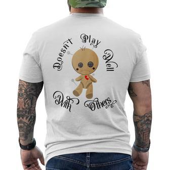 Doesn't Play Well With Others Cute Voodoo Doll Men's T-shirt Back Print - Monsterry UK