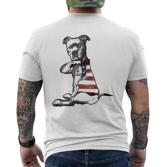Dog Pitbull I Love Dad Tattoo Father's Day Mens Back Print T-shirt | Mazezy