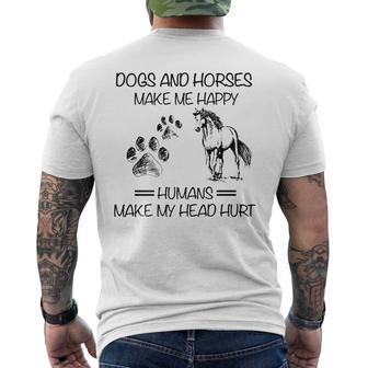 Dogs And Horse Make Me Happy Humans Make My Head Hurt Mens Back Print T-shirt - Thegiftio UK