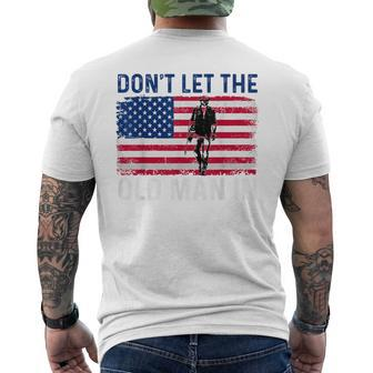 Don't Let The Old Man In Vintage American Flag Retro Men's T-shirt Back Print | Mazezy