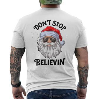 Don't Stop Believin Santa Christmas Boys Girls Xmas Men's T-shirt Back Print - Monsterry