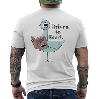 Driven To Read Pigeon Library Reading Books Men's T-shirt Back Print | Mazezy