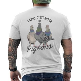 Easily Distracted By Pigeons Pigeon Lover Men's T-shirt Back Print - Thegiftio UK