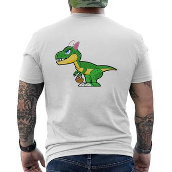 Easter Dinosaur With Bunny Ears Easter Eggs Basket Mens Back Print T-shirt - Thegiftio UK