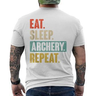 Eat Sleep Archery Repeat Retro Vintage Archer Archery Men's T-shirt Back Print - Monsterry