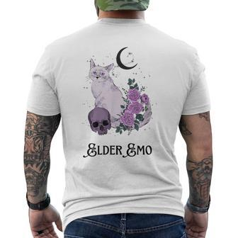 Elder Emo Goth Cat And Moon Purple New Age Witchy Gothic Men's T-shirt Back Print - Monsterry UK