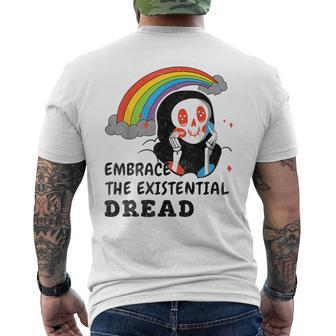 Embrace The Existential Dread Vintage Skull Men's T-shirt Back Print - Monsterry AU