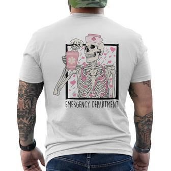 Emergency Department Valentines Day Skeleton Drinking Coffee Men's T-shirt Back Print | Seseable CA