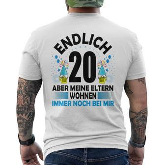 Endlich 20 Kurzärmliges Herren-T-Kurzärmliges Herren-T-Shirt, Humorvolles Design über Eltern Wohnen Noch - Seseable