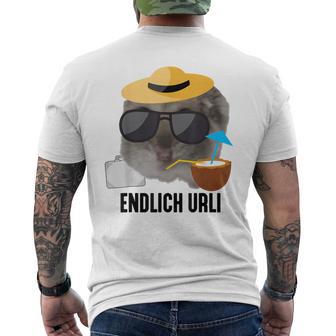 Endlich Urli X Sad Hamster Meme Party Ferien Urlaub Sommer T-Shirt mit Rückendruck - Geschenkecke