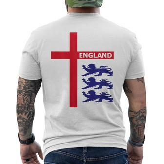 England Flag & Lions Football Fan England Supporter Men's T-shirt Back Print - Thegiftio UK