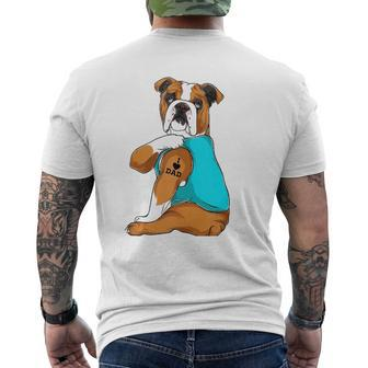 English Bulldog I Love Dad Tattoo Apparel Dog Dad Mens Back Print T-shirt | Mazezy CA