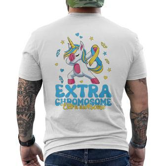 Extra Chromosome T21 Down Syndrome Day Awareness Unicorn Men's T-shirt Back Print - Seseable