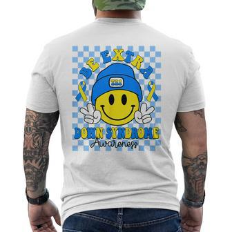 Be Extra Yellow And Blue Smile Face Down Syndrome Awareness Men's T-shirt Back Print | Mazezy AU