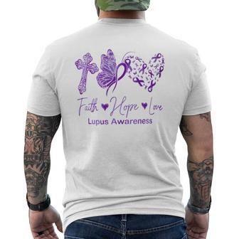 Faith Hope Love Purple Ribbon Lupus Awareness Men's T-shirt Back Print - Monsterry UK