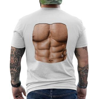 Fake Muscle Under Clothes Chest Six Pack Abs Men's T-shirt Back Print - Monsterry CA