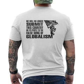 False Song Of Globalism Patriotic America First Mens Back Print T-shirt - Seseable