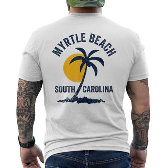 Family Vacation Retro Sunset South Carolina Myrtle Beach Men's T-shirt Back Print - Seseable