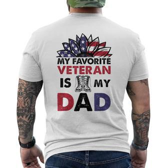 Father Veterans Day My Favorite Veteran Is My Dad Proud Kids Men's T-shirt Back Print - Monsterry