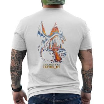 Feminism Dragon Fantasy Vintage Men's T-shirt Back Print - Monsterry CA