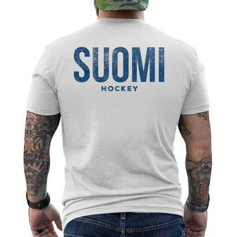 Finland Suomi Hockey Distressed Vintage Retro T Men's T-shirt Back Print - Monsterry UK