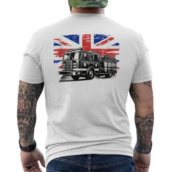 Firefighter Truck Family Firefighter Dad Father Day Birthday Men's T-shirt Back Print - Seseable