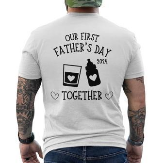 Our First Father's Day Together 2024 New Dad Whiskey Whisky Men's T-shirt Back Print - Thegiftio UK