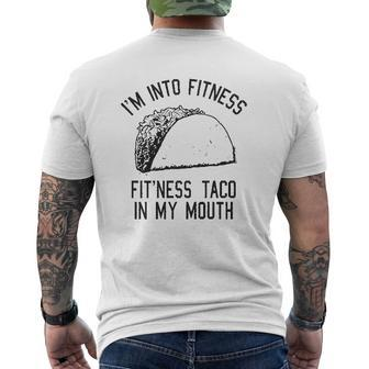 Fitness Taco Gym Cool Humor Mens Back Print T-shirt | Mazezy