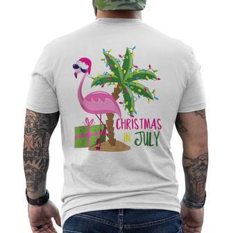 Flamingo Sunglasses Xmas Beach Tropical Christmas In July Men's T-shirt Back Print - Monsterry