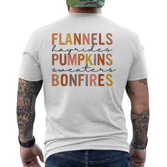 Flannels Hayrides Pumpkins Vintage Sweaters Bonfires Autumn Men's T-shirt Back Print - Monsterry