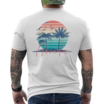 Florida Vintage Summer Vibes Beach Sunset Retro Palm Tree Men's T-shirt Back Print - Monsterry