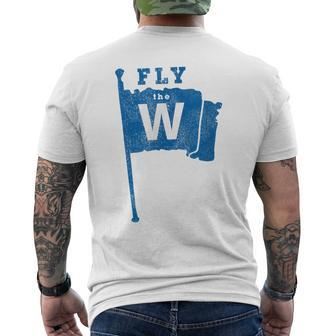 Fly The W Chicago Baseball Winning Flag Distressed T Men's T-shirt Back Print - Monsterry AU