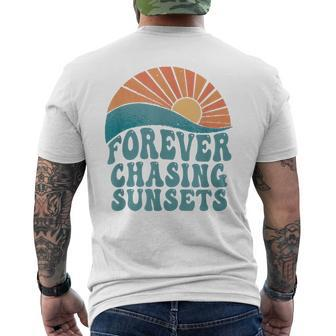 Forever Chasing Sunsets Summer Retro Sunset Beach Vacation Men's T-shirt Back Print - Thegiftio UK