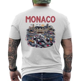 Formula Monaco City Monte Carlo Circuit Racetrack Travel Men's T-shirt Back Print - Monsterry