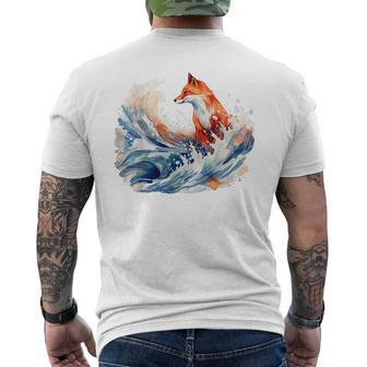 Fox Wave Artwork Animal Art Fox Men's T-shirt Back Print - Seseable