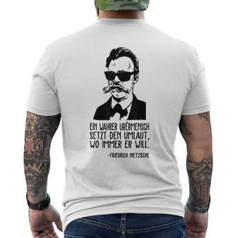 Friedrich Nietzsche Philosophie Deutscher Philosopher Gray T-Shirt mit Rückendruck - Seseable