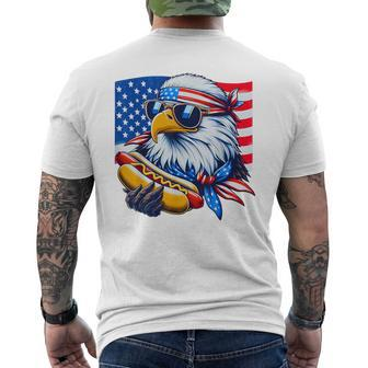 Bald Eagle Hotdog American Flag 4Th Of July Patriotic Men's T-shirt Back Print - Monsterry DE
