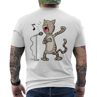 Cat Singing Karaoke Men's T-shirt Back Print - Monsterry AU