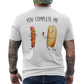 Couples You Complete Me Hot Dog And Hot Dog Bun Men's T-shirt Back Print - Monsterry