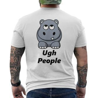 Cute Hippo T Ugh People Eye Rolling Hippo Men's T-shirt Back Print - Monsterry AU