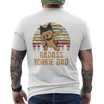 Dabbing Badass Yorkie Dad Mens Back Print T-shirt | Mazezy