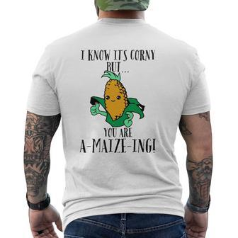 Dad Joke Bad Pun Corn Compliment A Maize Ing Mens Back Print T-shirt | Mazezy