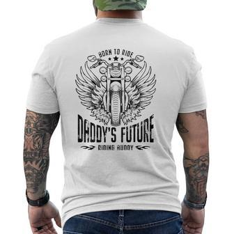 Dad Motorcycle Riding Father Biker Biking Pride Mens Back Print T-shirt | Mazezy
