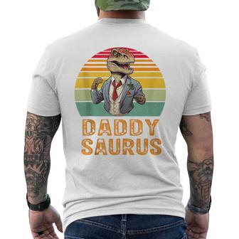 Daddy Saurus T-Rex Dinosaur Father's Day Family Saurus Men's T-shirt Back Print - Seseable