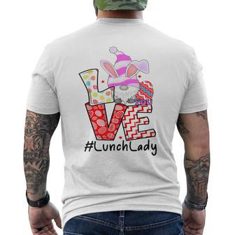 Easter Cute Easter Gnome Love Lunch Lady Women Men's T-shirt Back Print - Thegiftio