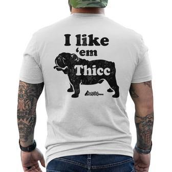 English Bulldog I Like Em Thicc Dog Silhouette Men's T-shirt Back Print - Monsterry