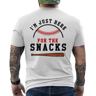 Fantasy Baseball League I'm Just Here For The Snacks Men's T-shirt Back Print - Seseable