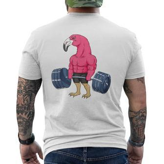 Flamingo Weightlifting Bodybuilder Muscle Fitness Mens Back Print T-shirt | Mazezy